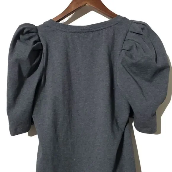 English Factory Pleated Puff Sleeve Top Blouse Size XS Gray Womens - Picture 6 of 9